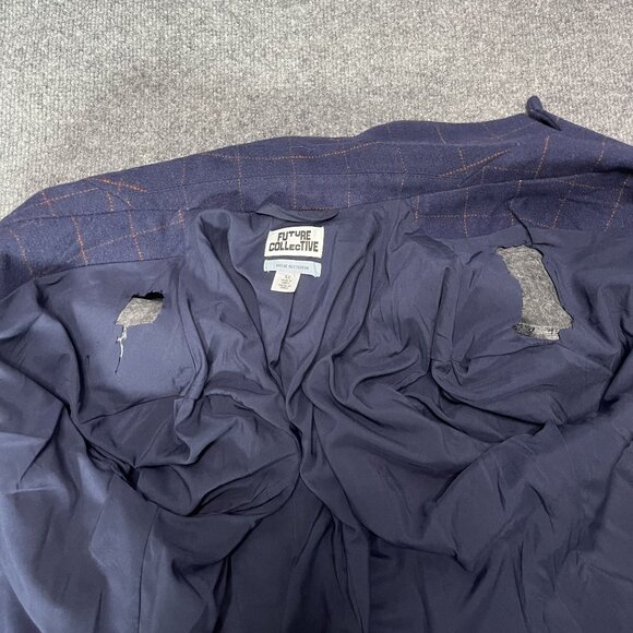 Future Collective Tweed Blazer Large Navy Academia Preppy Oversized XS - Picture 5 of 7